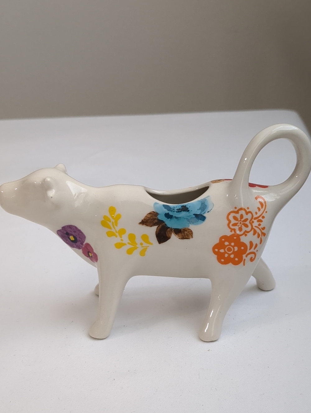 Pioneer Woman Cow Creamer Floral Stoneware Ceramic